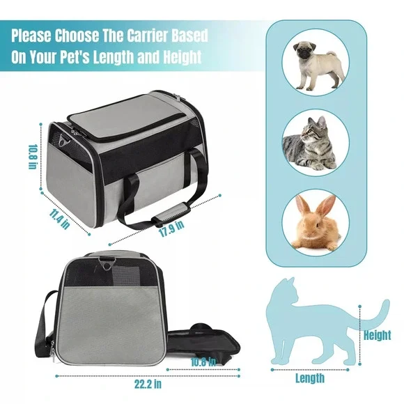 20lbs 1680D Oxford Pet Cat Carrier Airline Approved Breathable Mesh Dog Trave... - Picture 6 of 8